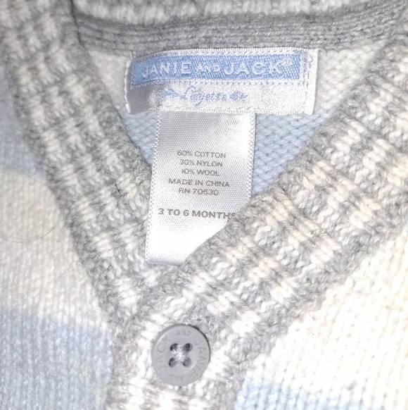 Janie And Jack Kid's Striped Button-down Cardigan Sweater - Picture 2 of 2